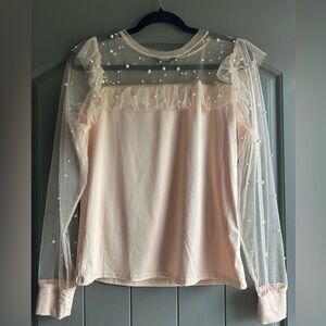 Long sleeve pearl beaded shirt NWOT XL